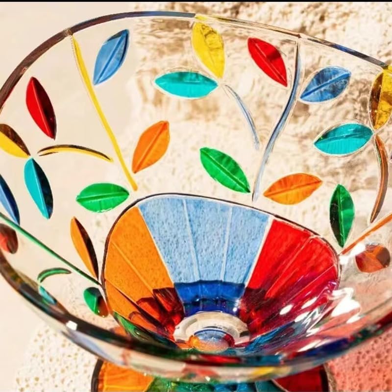 Decorative Candy Dish Crystal Bowl, Colorful Glass Christmas Candy Dish for Centerpieces Decor, Decorative Bowl for Candies, Painted Cu´