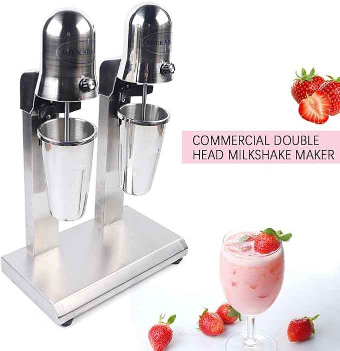 Electric Milkshake Maker, Ice Cream Mixer Machines, 110V Commercial Drink Smoothie Blender for Coffee Shops, Tea Stores to Making Fruit Tea, Coffee, Stirred Drinks (2 Head 650ml)