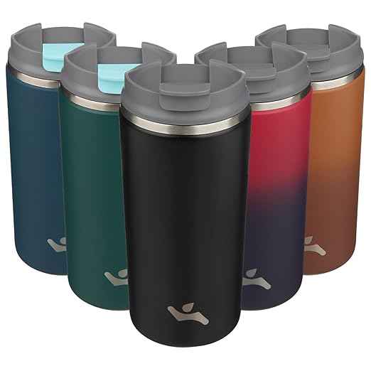 Konokyo Tumbler with Lid, 12 oz Travel Coffee Mug Double Wall Vacuum Stainless Steel Thermal Metal Cup Insulated Water Bottle,Black
