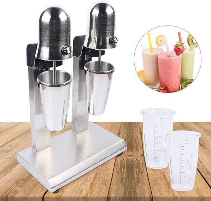 Electric Milkshake Maker, Ice Cream Mixer Machines, 110V Commercial Drink Smoothie Blender for Coffee Shops, Tea Stores to Making Fruit Tea, Coffee, Stirred Drinks (2 Head 650ml)