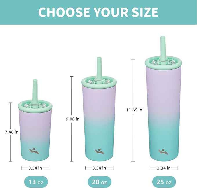 Konokyo 25oz Insulated Tumbler with Lid and Straw, Reusable Iced Coffee Cup with Lid, Travel Coffee Mug, BPA-Free, Leak-Proof and Durable, Oasis