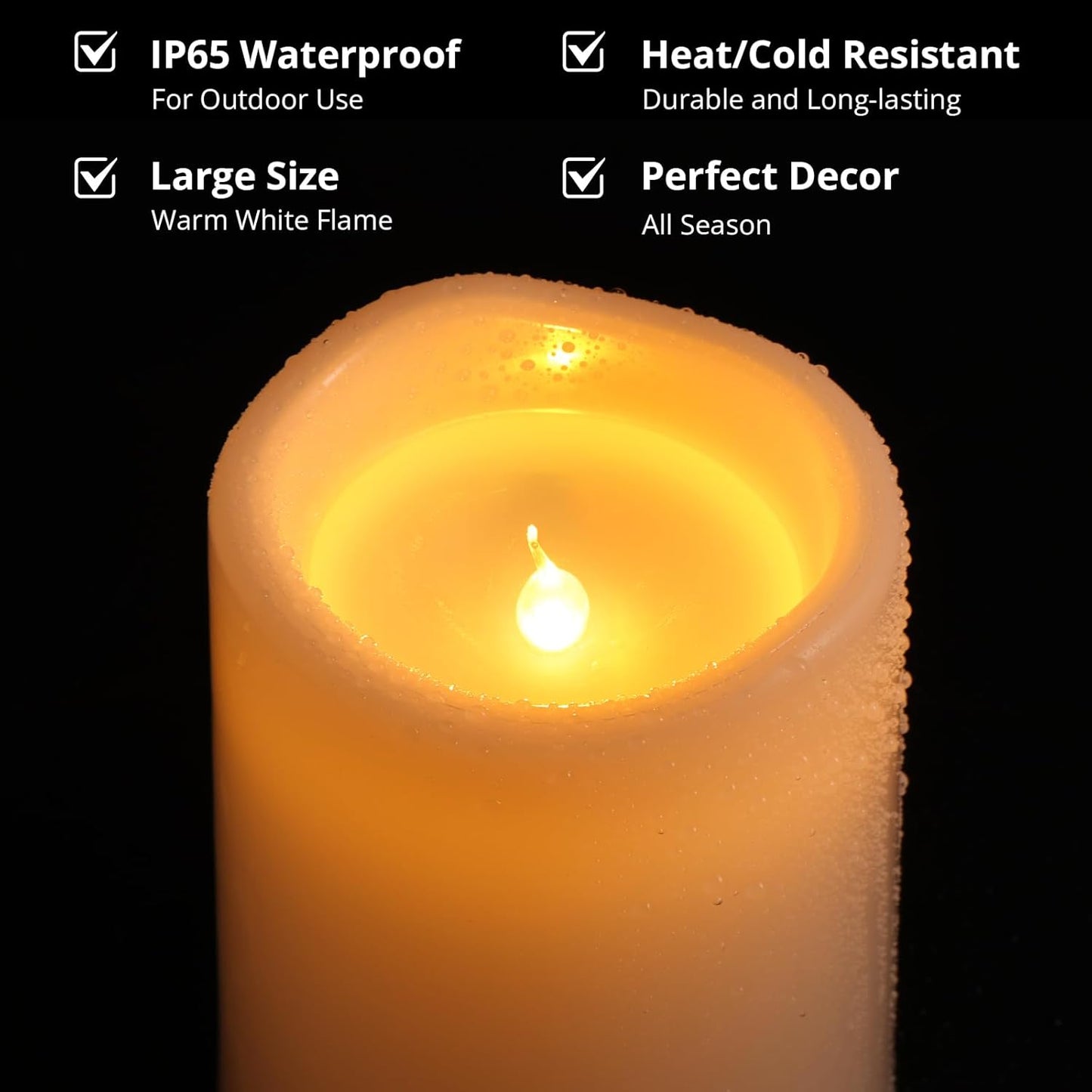 NURADA Large Outdoor Flameless Candles 10" x 4" - Waterproof LED Pillar Flickering Candle Battery Operated with Timer Remote Control for Patio Porch Lanterns Decor - Long Lasting Set of 2