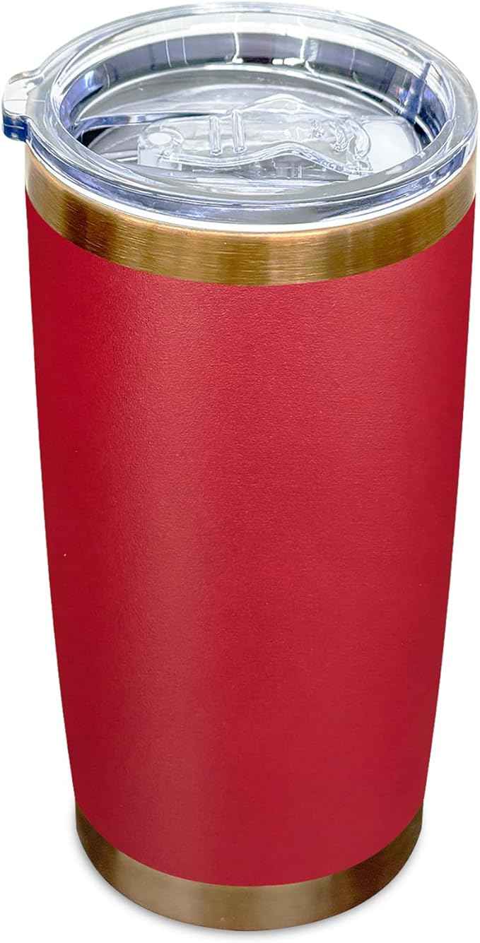 20 oz Tumblers Stainless Steel Tumbler with Lid and Straw Insulated Copper Coffee Mug for Laser Graving 32oz Powder Coated Cup(Red,1 pack)