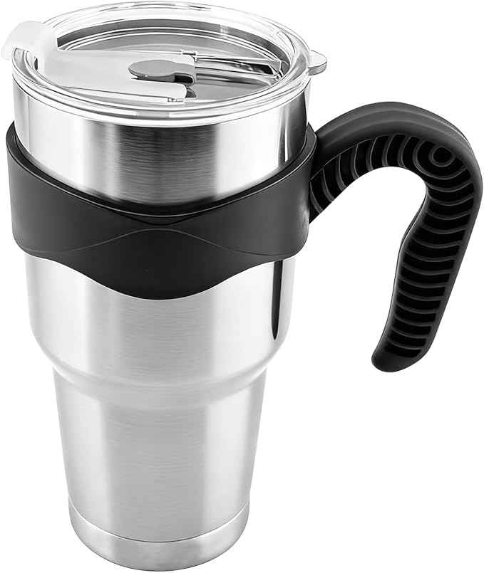 GGQ 30oz Insulated Tumbler with Handle Food-Grade 304 Stainless Steel with Lid,Straw and Cleaning Brush,Double Wall Cup for Hot & Cold Beverages,Leak-Proof Sweat-Proof Travel Coffee Cup (Silver)