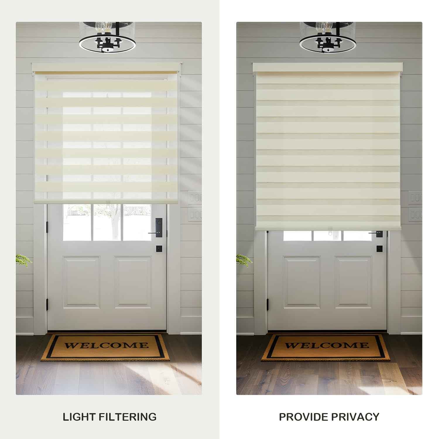 Cordless Zebra Blinds for Windows,Free-Stop Roller Zebra Shades,Light Filtering Blinds for Indoor windows with Upgraded Cassette,Pull Down Privacy Window Shades for Home (36" W x 72" H, Ivory)