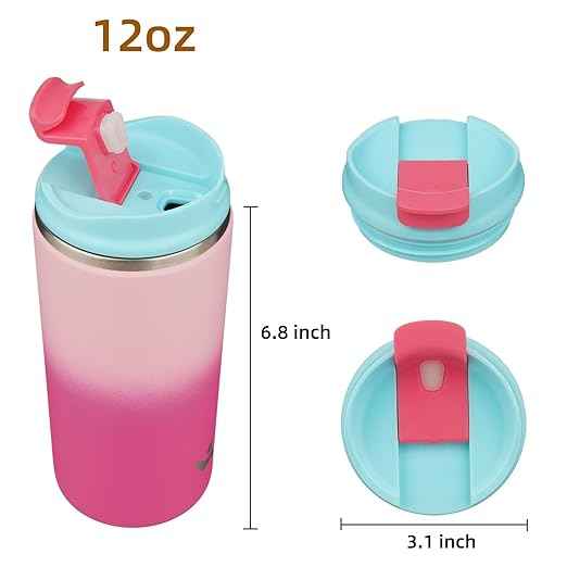 Konokyo Tumbler with Lid, 12 oz Travel Coffee Mug Double Wall Vacuum Stainless Steel Thermal Metal Cup Insulated Water Bottle,Cherry