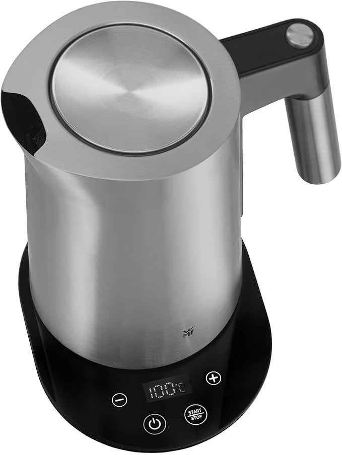 WMF Kineo Wasserkocher mit Temperatureinstellung 1,6l, Kalkfilter, 3000 W, Live-Temperaturanzeige, elektrischer Wasserkocher edelstahl matt