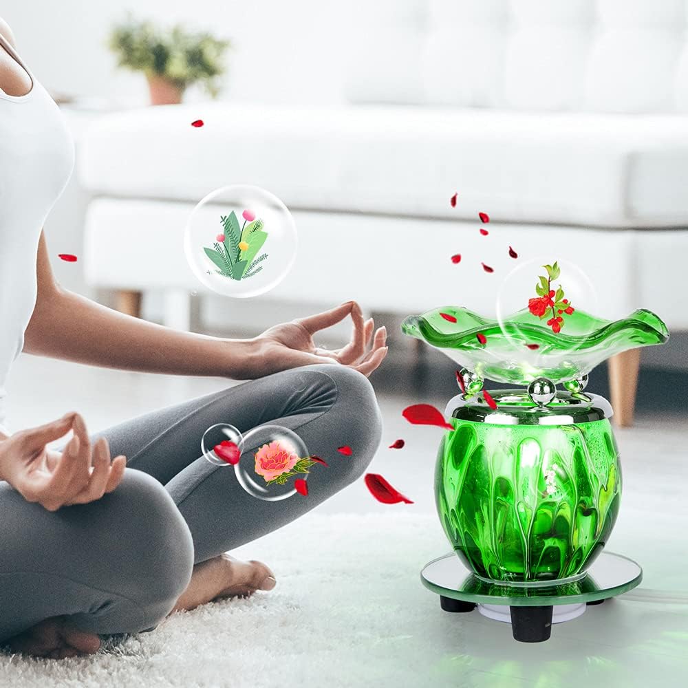 HUNANBANG 3 in 1 Electric Oil Warmer Scented Wax Warmer Wax Melt Warmer Melter Fragrance Wax Burner(LW-Green2)