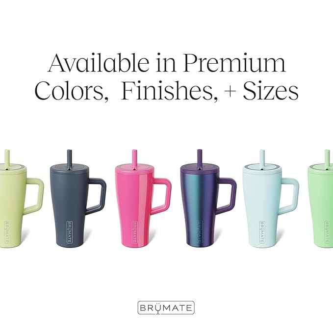 BrüMate Era 20 oz Tumbler with Handle & Straw | 100% Leakproof Insulated Water Bottle Tumbler with Lid and Flexible SoftSip Straw | Made of Stainless Steel | Cup Holder Friendly | 20oz (Onyx Leopard)