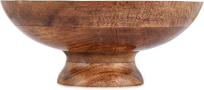 NIRMAN FRUIT BOWL Mango Wood Round Shaped Serving Bowl For Fruit,Dessert Platter Tray Dish Kitchen Dining Fruit,Dessert,Snack (12" x 12" x 5")