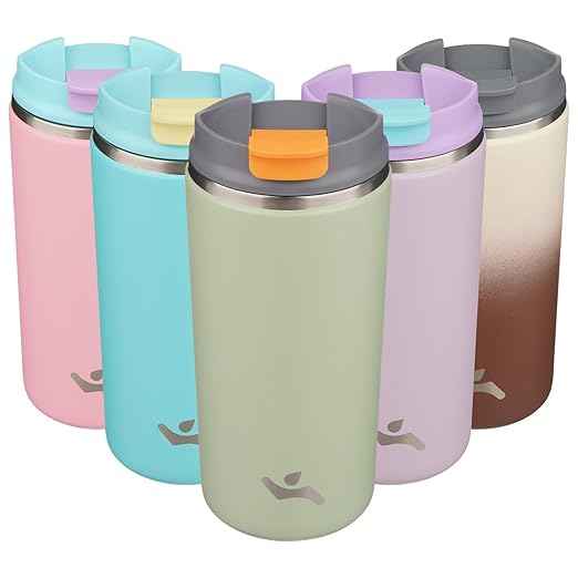 Konokyo Tumbler with Lid, 12 oz Travel Coffee Mug Double Wall Vacuum Stainless Steel Thermal Metal Cup Insulated Water Bottle,Soft Green