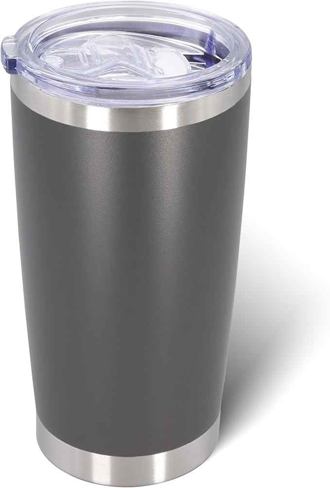 AIANJI 20oz Tumbler Bulk Stainless Steel Tumblers with Lid Vacuum Insulated Double Wall Travel Coffee Mug Powder Coated Tumbler Cup for Hot and Cold Drinks(Grey, 1 pack)