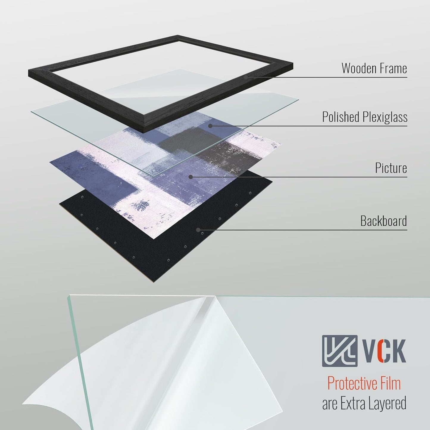 VCK 24x30 Poster Frame Solid Wood Black 3 Pack Picture Frames 24 x 30 Inches with Wall Mounting Hanging