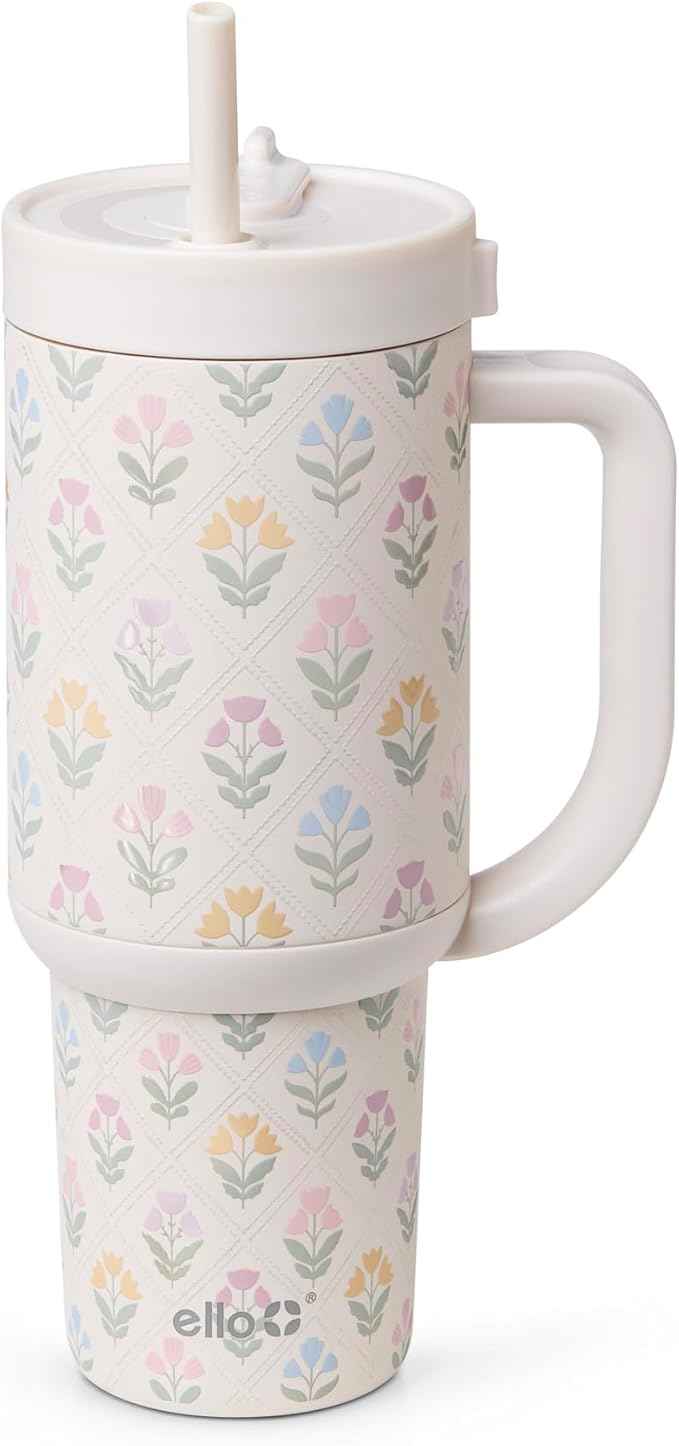 Ello Oasis 30oz Stainless Steel Water Bottle - Flower Quilt