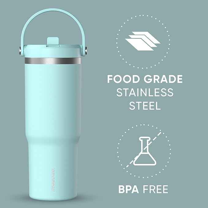 Hydrapeak Nomad 32 oz Tumbler with Handle and Straw Lid, Leakproof, Double Insulated, 32oz Cup Stainless Steel (Almond)