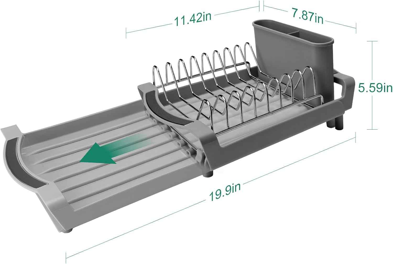 Dish Drying Rack - A Compact, Space-Saving Stainless Steel Rust-Resistant Dish Drainer Specifically Designed for Kitchen and Apartment Countertops/Sink Cabinets,11.42 to 19.9 Inches (Gray2)