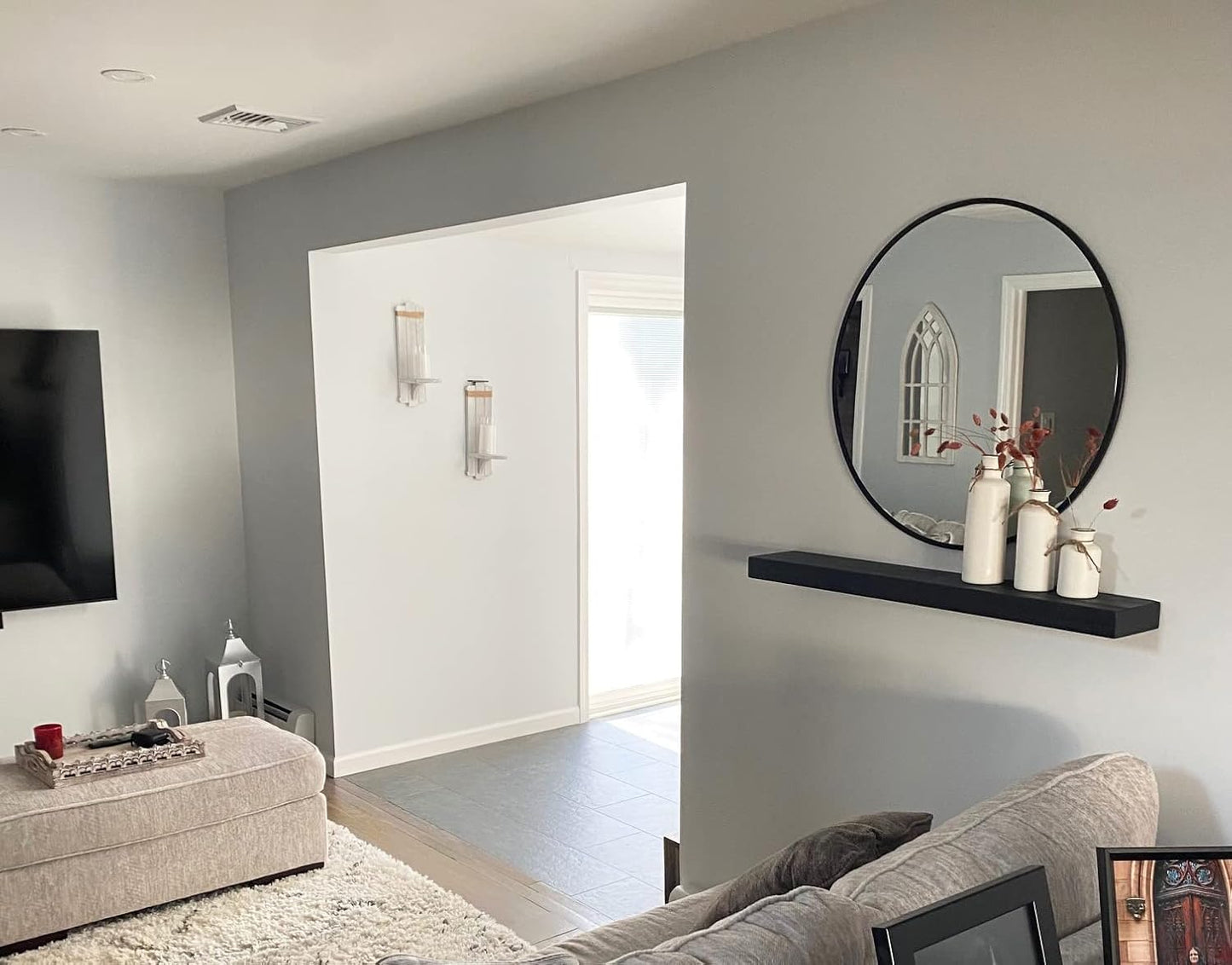 joelsantiques 36 Inch Wooden Floating Shelves for Wall - 36x6x2 in - Made of Natural Wood - Long Heavy Duty Rustic Wall Shelves for Bedroom - Perfect for Living Room, Kitchen - Black