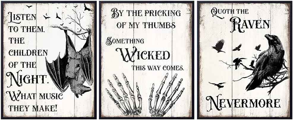 Gothic Edgar Allan Poe Decor - The Raven Wall Art - Dracula, Wicca, Vampire Bat, Witch, Witchcraft, Black Magic Supplies - Classroom Decor - Wiccan Pagan Gift - Creepy Spooky Medieval Goth Poster