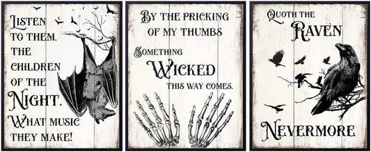 Gothic Edgar Allan Poe Decor - The Raven Wall Art - Dracula, Wicca, Vampire Bat, Witch, Witchcraft, Black Magic Supplies - Classroom Decor - Wiccan Pagan Gift - Creepy Spooky Medieval Goth Poster