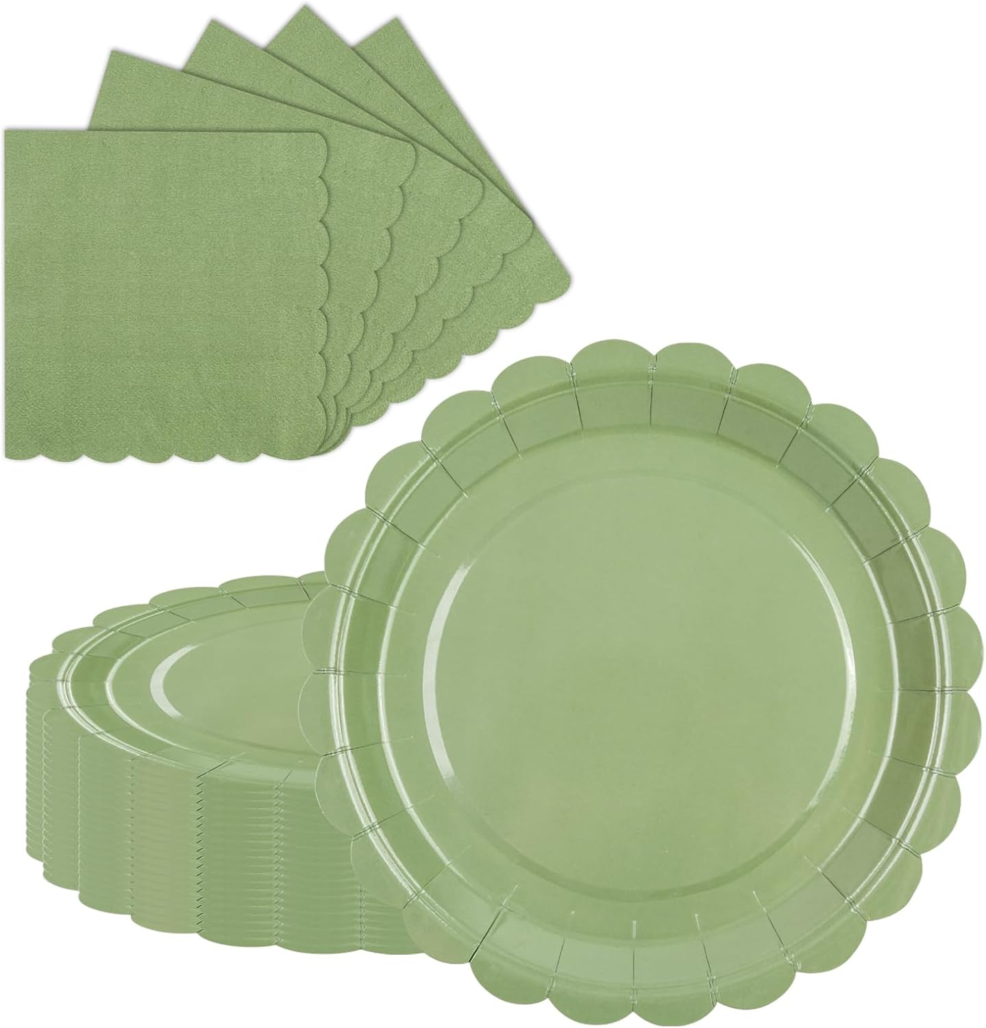 40 Pcs Party Dessert Plates and Napkins Sets Sage Green 9" Paper Plates and 6.5" Napkins Party Supplies Tableware Decoration For Birthday Picnic