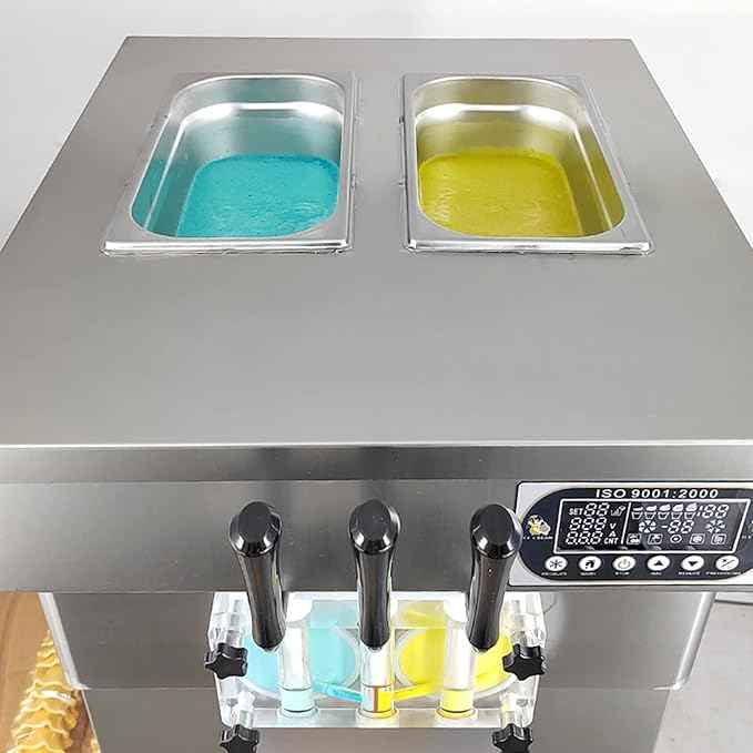 Kolice ETL certificate desktop 3 flavors countertop soft ice cream machine yogurt 2+1 mixed flavors soft ice cream machine gelato soft ice cream maker | 110V 2000W