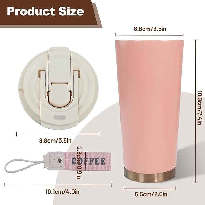 Insulated Coffee Tumbler 17.9oz 530ml Travel Coffee Mug 316 Stainless Steel Dual Drink Openings Leakproof Lid Reusable Insulated Coffee Mug Hot and Cold Ideal Travel Mug for Coffee Lover Daily