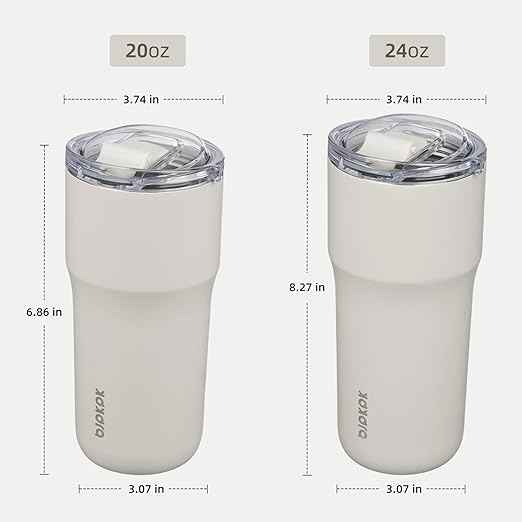 BJPKPK Insulated Tumbler with Lid,24oz Stainless Steel Tumbler,Double Wall Travel Coffee Mug Thermal cup,Keep Drinks Cold and Hot,White