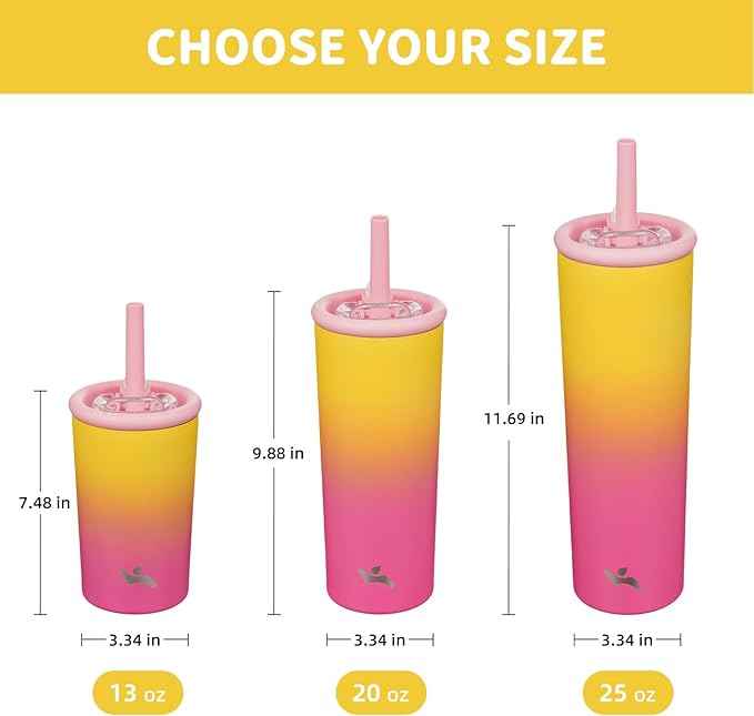 Konokyo 13oz Insulated Tumbler with Lid and Straw, Reusable Iced Coffee Cup with Lid, Travel Coffee Mug, BPA-Free, Leak-Proof and Durable, Rainbow
