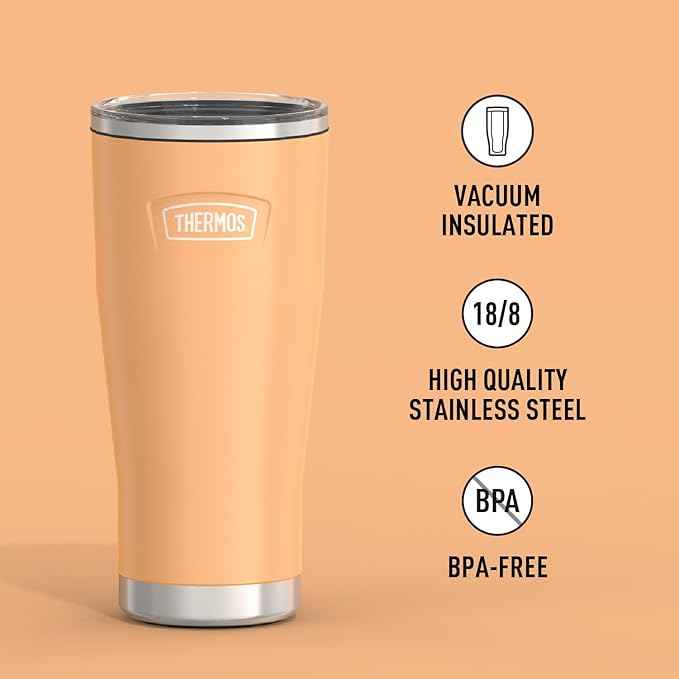 THERMOS ICON SERIES, Stainless Steel Tumbler with Slide Lock, 24 Ounce, Melon