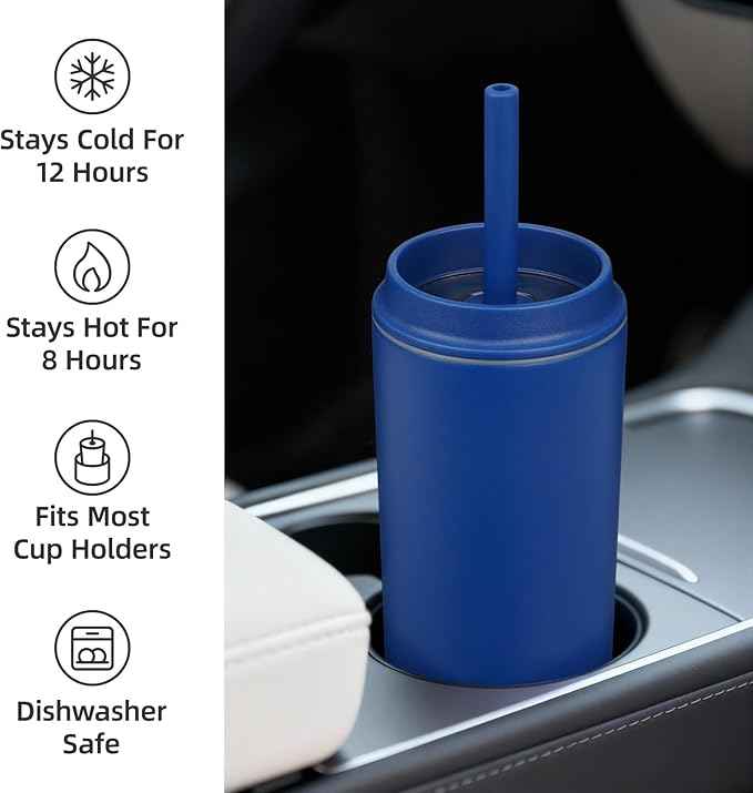 BJPKPK Insulated Tumbler with Lid and Straw,20 oz Stainless Steel Travel Coffee Mug,Spill Proof Thermal Cup,Keep Drinks Cold and Hot,Sapphire Blue