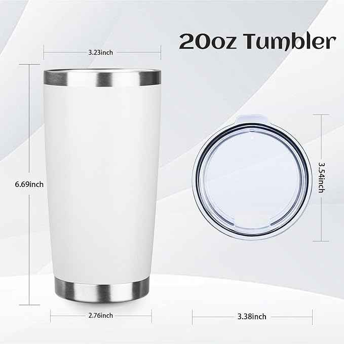StarSpeed 20oz Tumbler Bulk with Lid, Stainless Steel Insulated Tumblers Double Wall Vacuum Insulated Travel Mug, Powder Coated Coffee Cups for Hot and Cold Drinks(White,1)