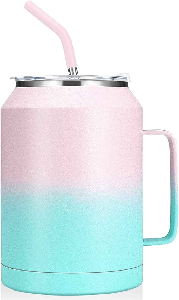 Zenbo 50 oz Mug Tumbler – Stainless Steel Vacuum Insulated Mug with Handle,Lid and Straw,Keeps Drinks Cold up to 36 Hours – Sweat-Proof Body, Dishwasher Safe
