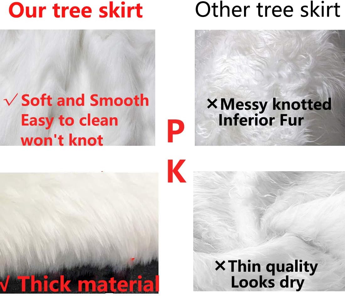 AISENO 48 Inch Christmas Tree Plush Skirt Decoration for Merry Christmas Party Faux Fur Christmas Tree Skirt Decorations
