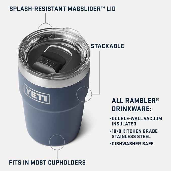 YETI Rambler 16 oz Stackable Tumbler, Vacuum Insulated, Stainless Steel with MagSlider Lid | Stackable, Vacuum Insulated, MagSlider Lid, Stackable, Vacuum Insulated, MagSlider Lid