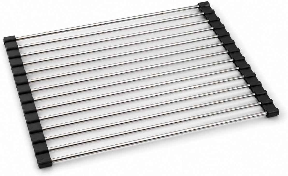 Over the Sink Roll Up Dish Drying Rack – Stainless Steel Collapsible Dish Drainer, Kitchen Sink Organizer for Counter & Sink, 17.7" x 15.7