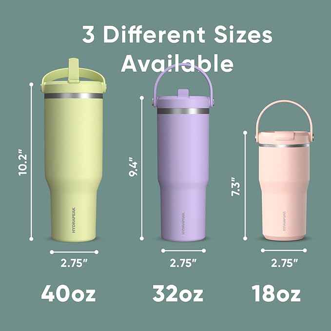 Hydrapeak Nomad 32 oz Tumbler with Handle and Straw Lid, Leakproof, Double Insulated, 32oz Cup Stainless Steel (Pale Sage)