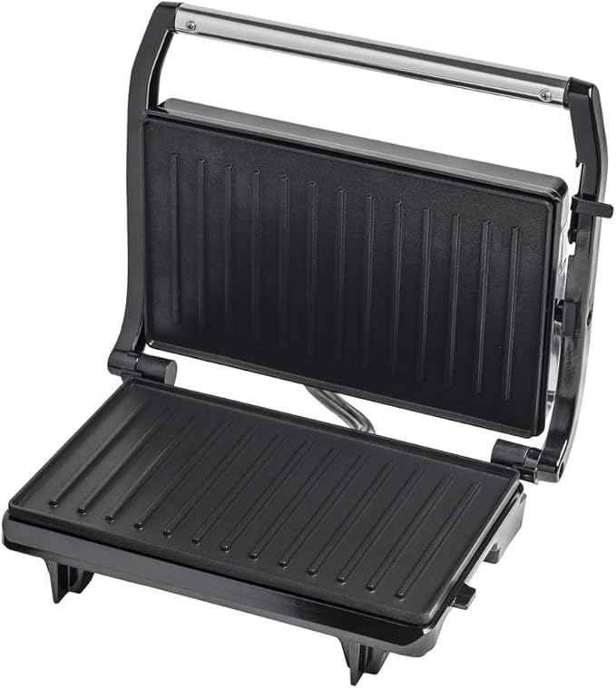 Bestron Sandwich maker, panini contact grill with non-stick coating, 750W, black