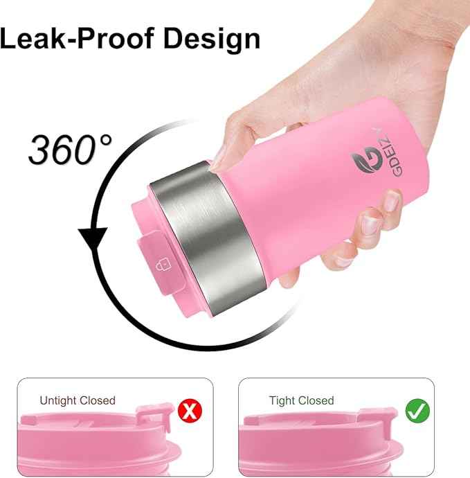 17oz Double Wall Stainless Steel Vacuum Insulated Travel Mug, Spill-Proof & Leak-Proof Coffee Mug, BPA-Free Reusable Coffee Cup for Hot & Cold Drinks, Black (Pink)
