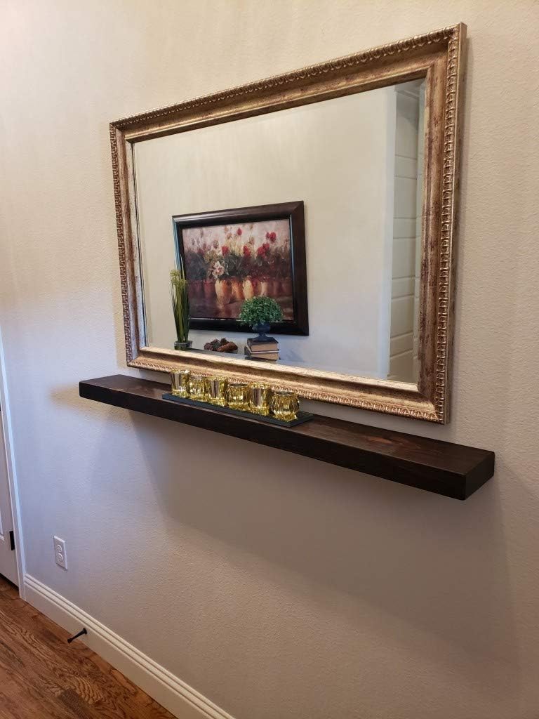 joelsantiques - 42 Inch Wooden Floating Shelves for Wall - 42x6x2 in - Made of Natural Wood - Long Heavy Duty Rustic Wall Shelves for Bedroom - Perfect for Living Room, Kitchen - Mocha