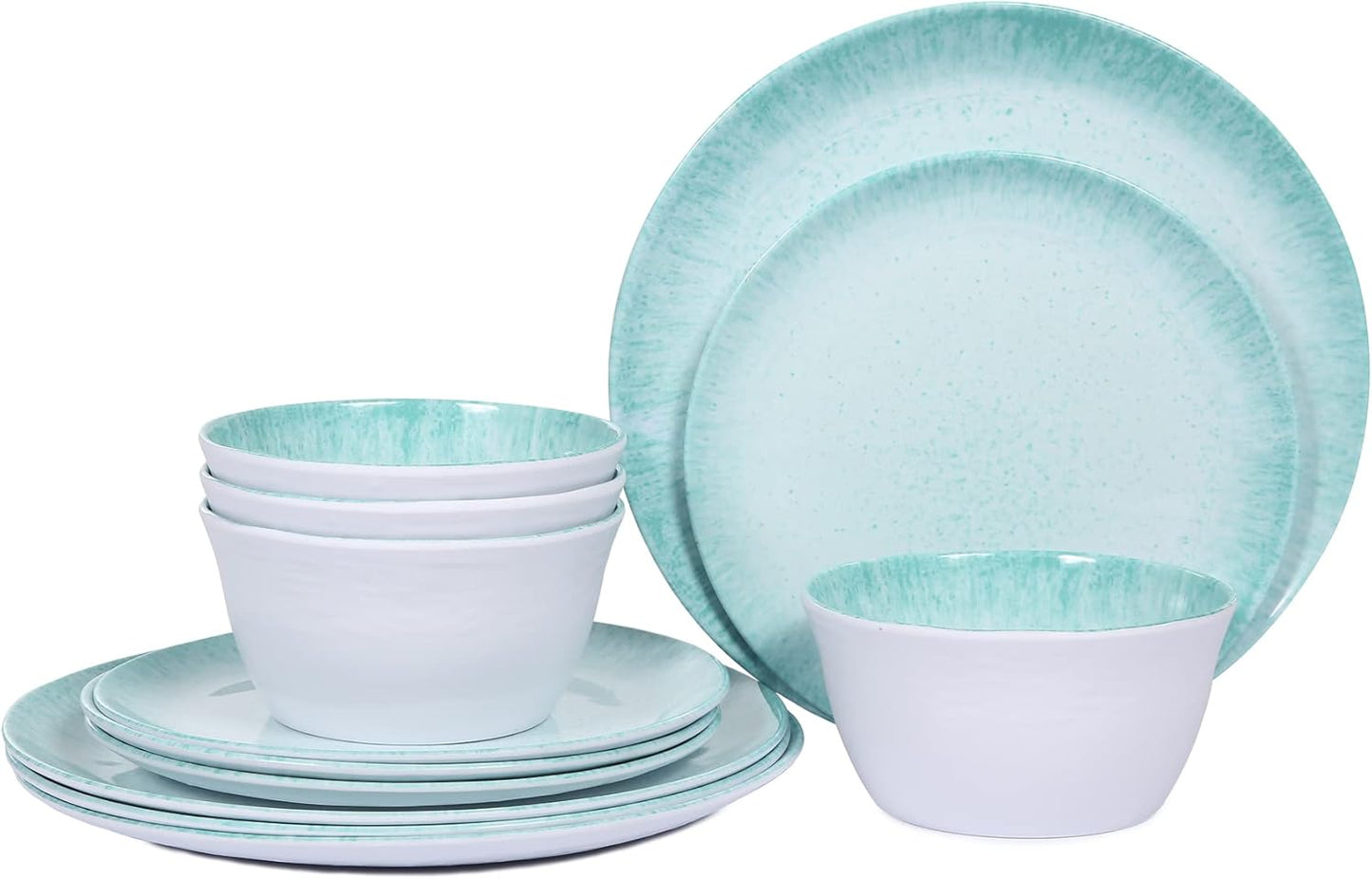 Melamine Dinnerware Set – 4 Dinner Plates, 4 Salad Plates, 4 Cereal Bowls – Shatterproof, Lightweight & Stylish for Everyday Dining, Outdoor, Camping, and RV Use
