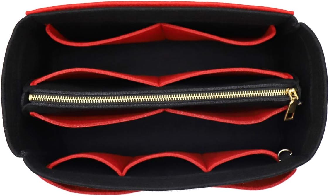 LEXSION Felt Purse Bag Organizer Insert with zipper Bag Tote Shaper Fit Speedy Neverful PM MM