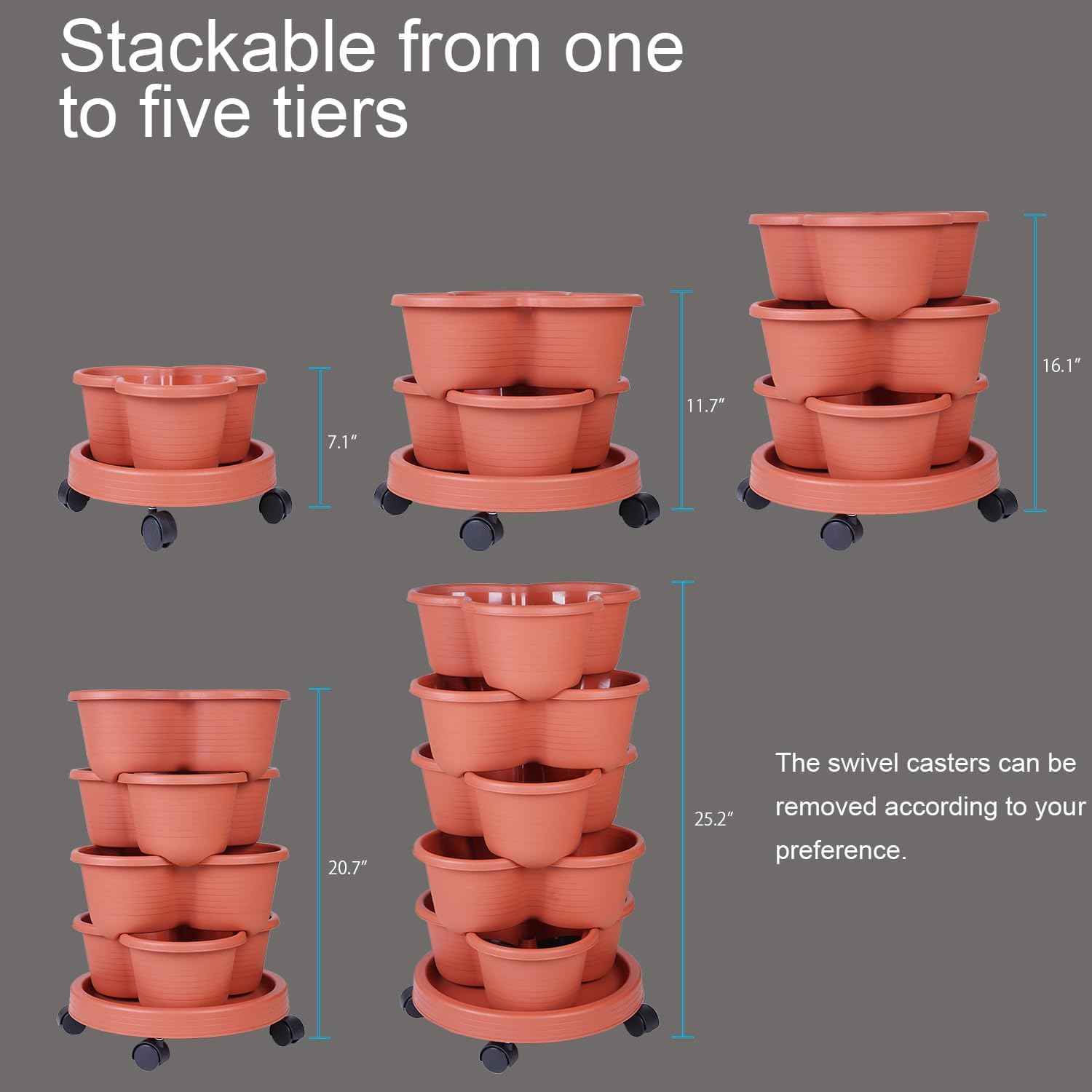 5-Tier Vertical Garden Tower Stackable Planter for Strawberries, Flowers, Vegetables & Herbs(Indoor & Outdoor)
