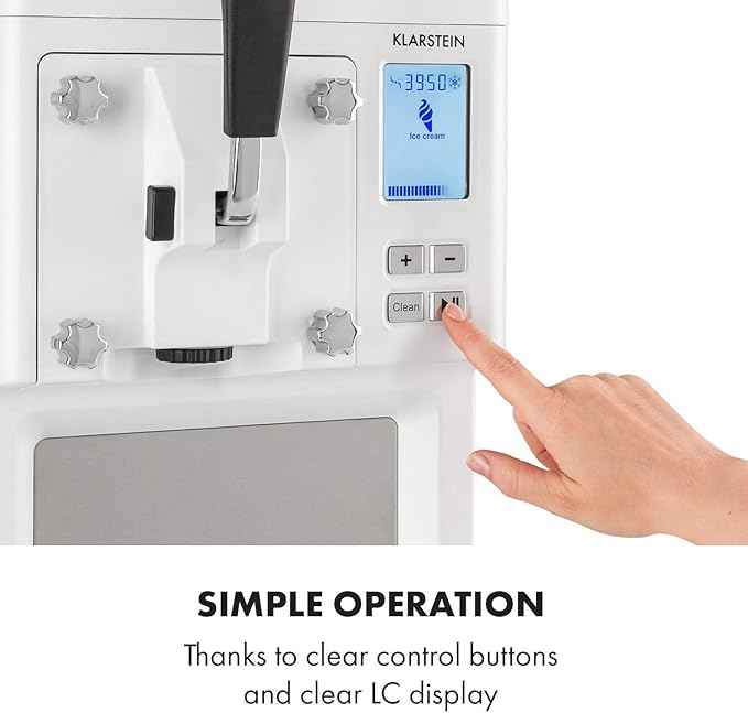 Klarstein - Ice cream machine 1.5 l - Thermal compressor - 200 W - Expenditure system - 3 hours automatic cooling - Automatic cleaning system - Stainless steel White.