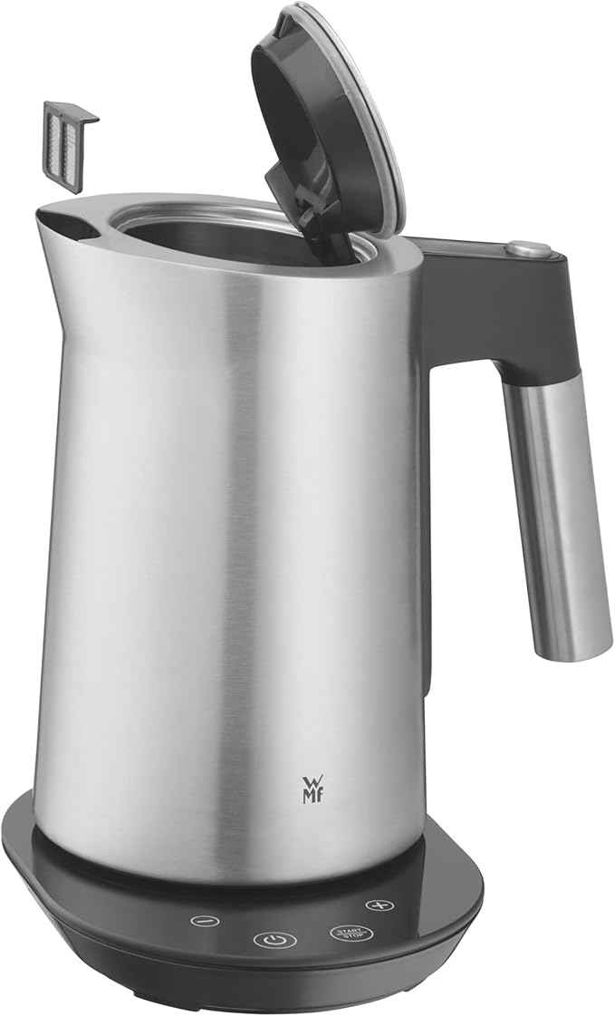 WMF Kineo Wasserkocher mit Temperatureinstellung 1,6l, Kalkfilter, 3000 W, Live-Temperaturanzeige, elektrischer Wasserkocher edelstahl matt