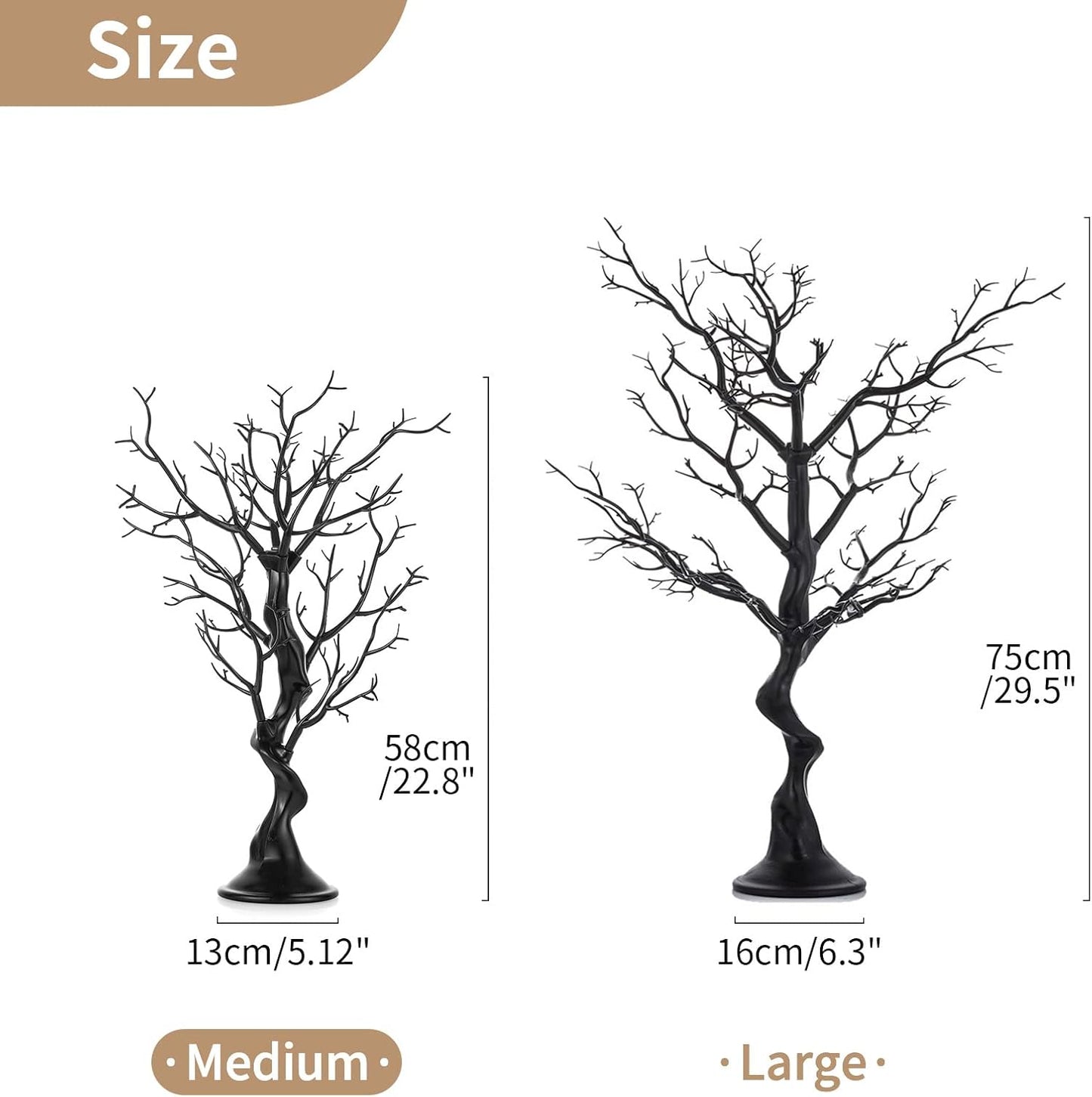 NUPTIO Black Artificial Halloween Tree: 22.8in Tall Christmas Ornament Display Manzanita Fake Trees Decorative Faux Twig Branches Indoor for Wedding Table Centerpieces Easter Birthday Party Decor