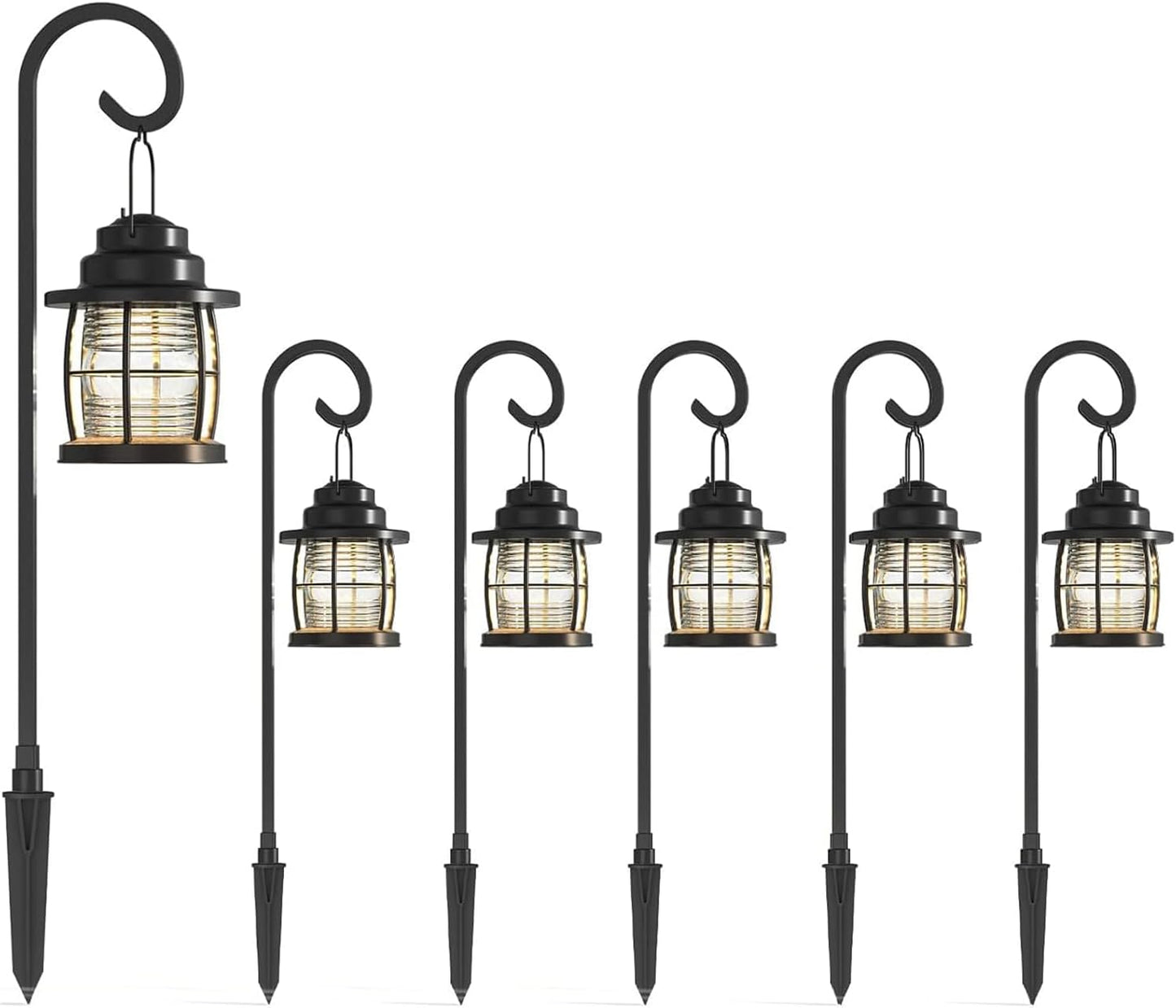 LED Pathway Lights 6 Pack, 1.1W Low Voltage Landscape Lighting Outdoor Harbor Collection 32 Lumen Dual Use Lights with Shepherd Hooks for Driveway, Yard, Garden, and Lawn