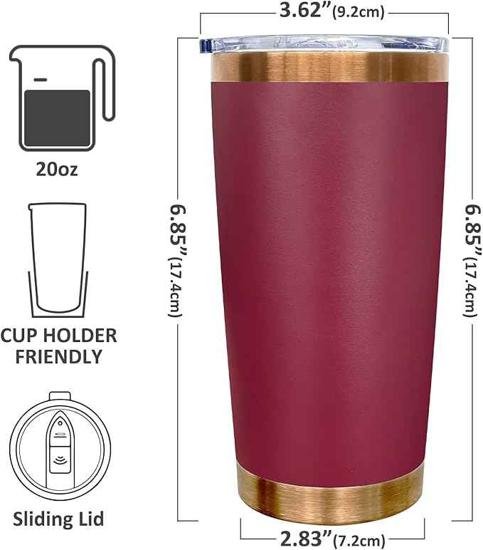 20 oz Tumbler Bulk 8 Pack Stainless Steel Tumblers with Lids and Straws, Double Wall Vacuum Insulated Travel Coffee Mug for Laser Engrave, Powder Coated Cups for Hot and Cold Drinks (Red,8 pack)