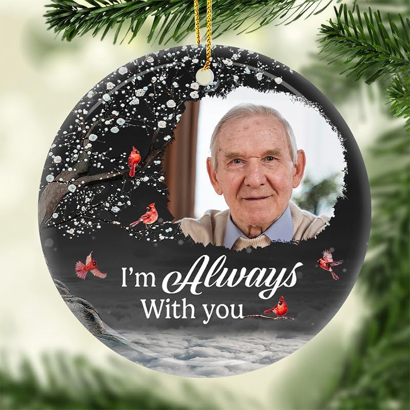 Pawfect House Custom Photo 2D Ceramic Ornament, Personalized Christmas Memorial Sympathy Gifts for Family Members, I Hold You Tightly Within My Heart, Memorial Ornaments, Christmas Tree Decorations