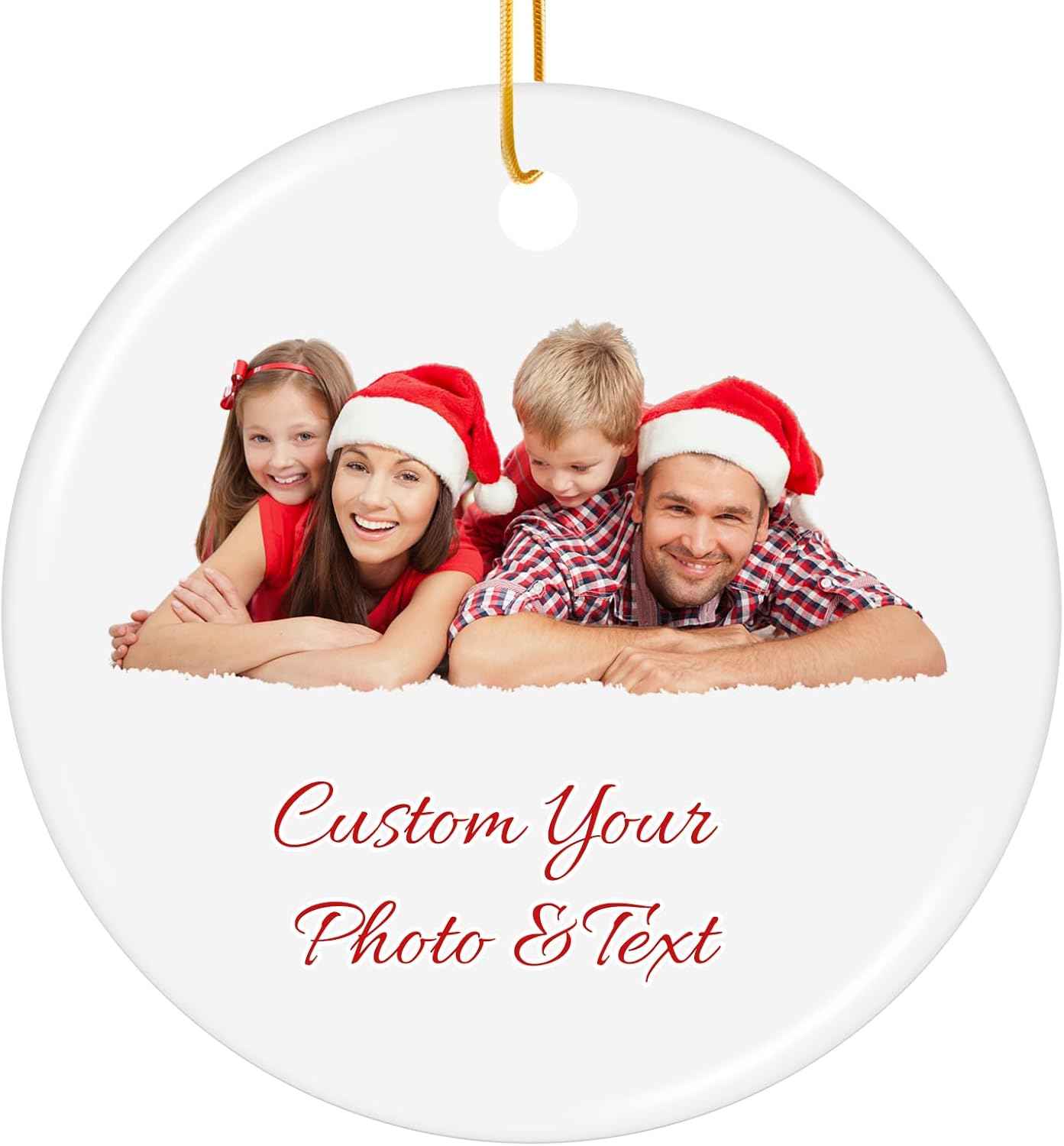 Personalized Christmas Ornaments 2025 - Custom Christmas Ornament with Photo Text,Hanging Ornaments Memorial Gift for Friends Family Women of Christmas Tree Wedding Anniversary(Ceramics, Round)
