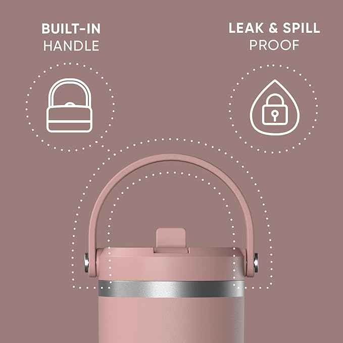 Hydrapeak Nomad 32 oz Tumbler with Handle and Straw Lid, Leakproof, Double Insulated, 32oz Cup Stainless Steel (Rosewood)